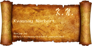 Kvassay Norbert névjegykártya