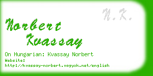 norbert kvassay business card